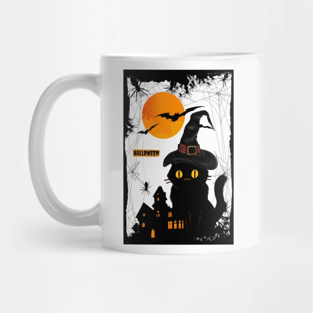 Cute Halloween Black Cat by DMS DESIGN